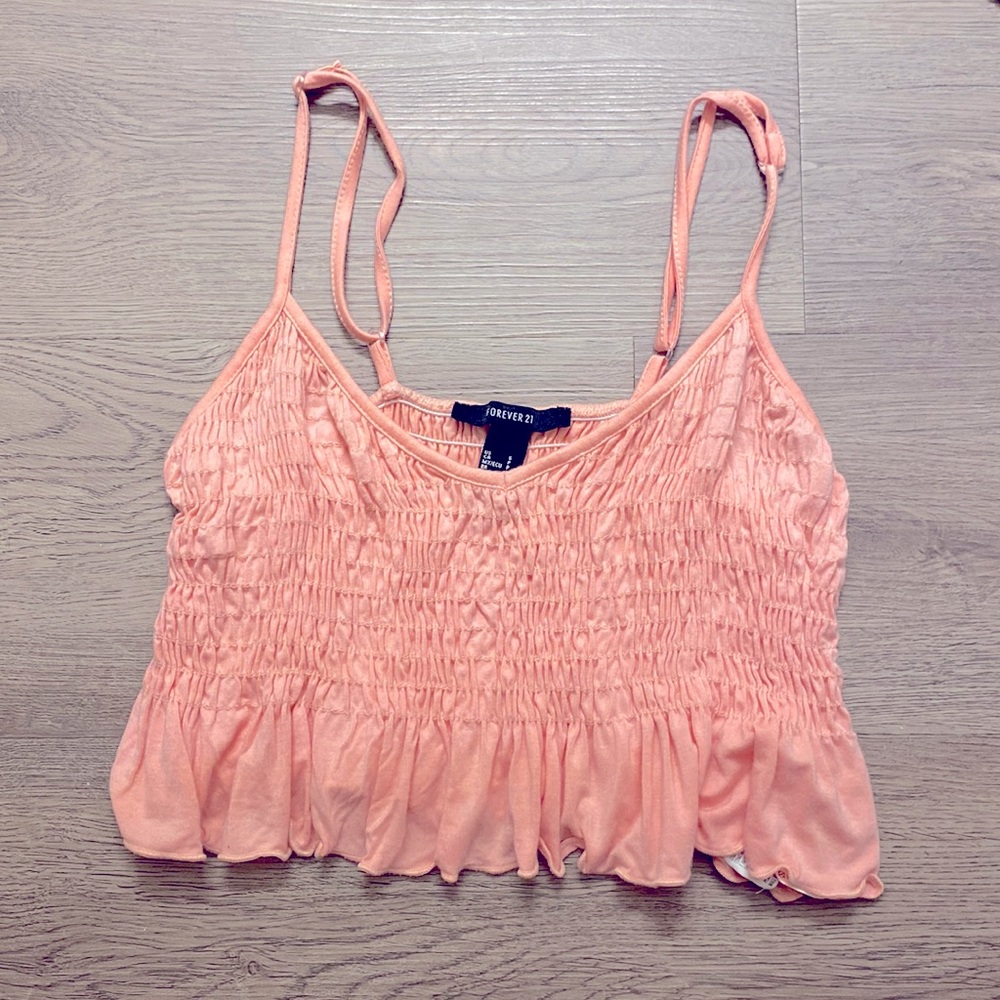 Light Pink Cropped Ruffled Tank Top